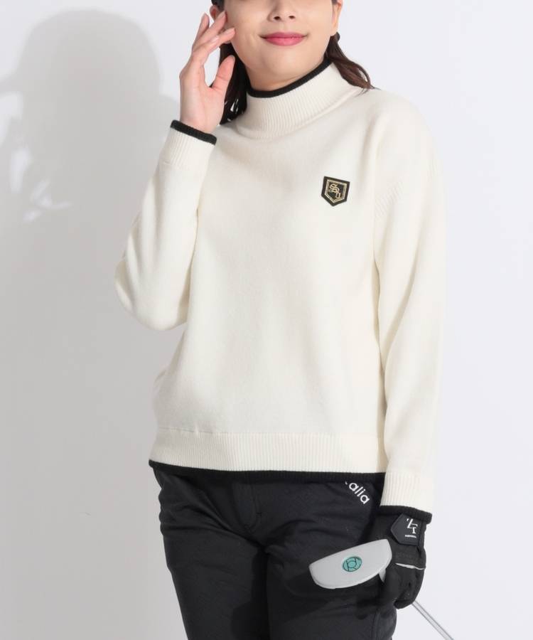 SD バイカラーラインハイネックニット