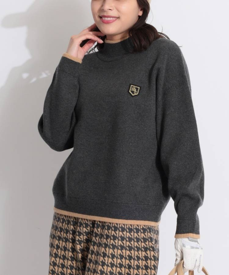 SD バイカラーラインハイネックニット