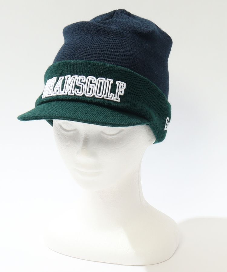 ウノピゥウ ゴルフ ロゴ総柄 カシミヤ混ニット帽 ベージュ F 新品