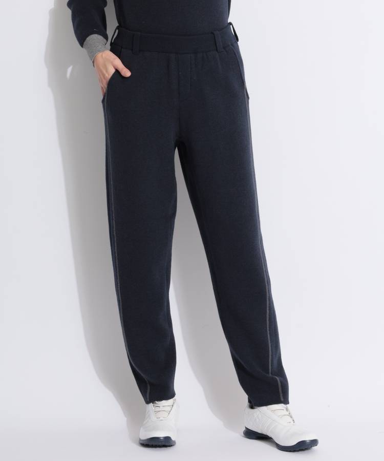 BE 裏地付きサイドラインニットパンツ