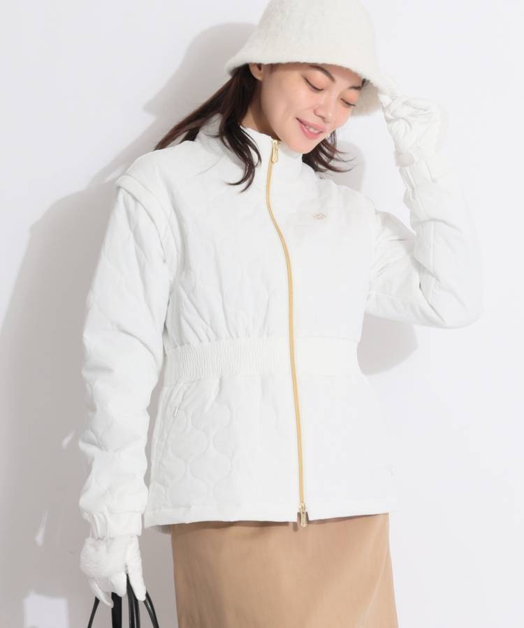 SA 【防風撥水】ウェーブキルト2WAYスタンドネック中綿ブルゾン