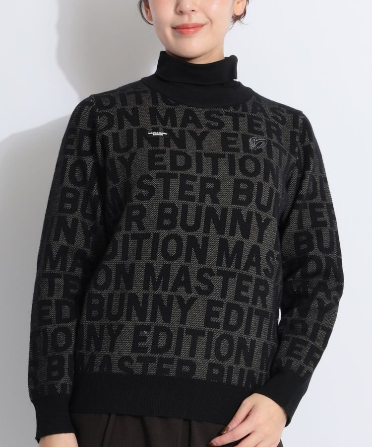 マスターバニー MB ジャガード総柄ロゴクルーネックニット レディース