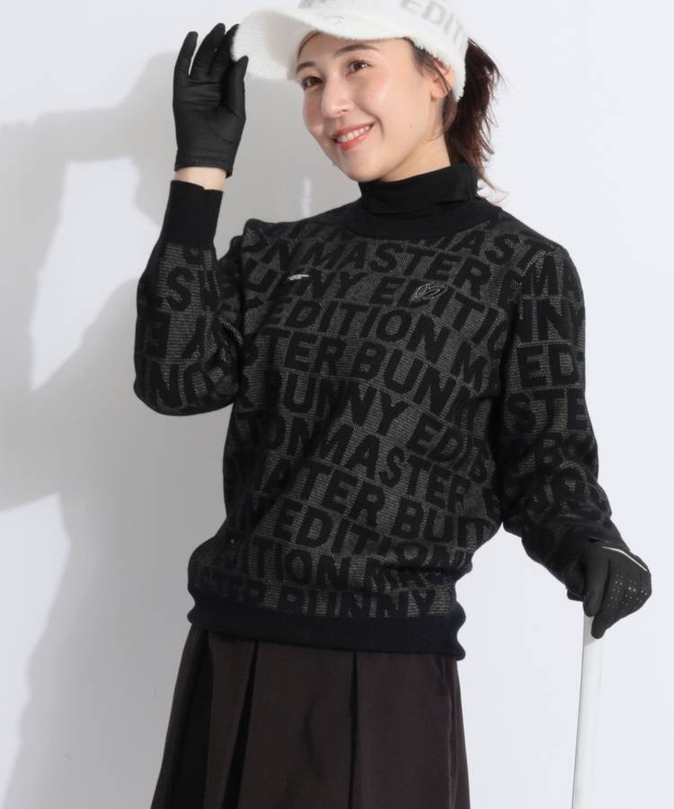 MB ジャガード総柄ロゴクルーネックニット