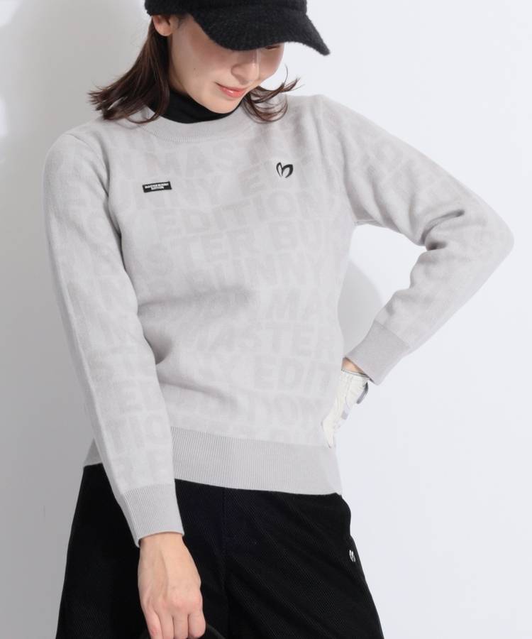 MB ジャガード総柄ロゴクルーネックニット