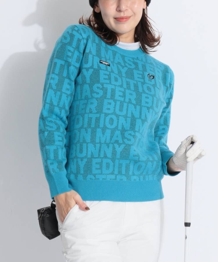 MB ジャガード総柄ロゴクルーネックニット