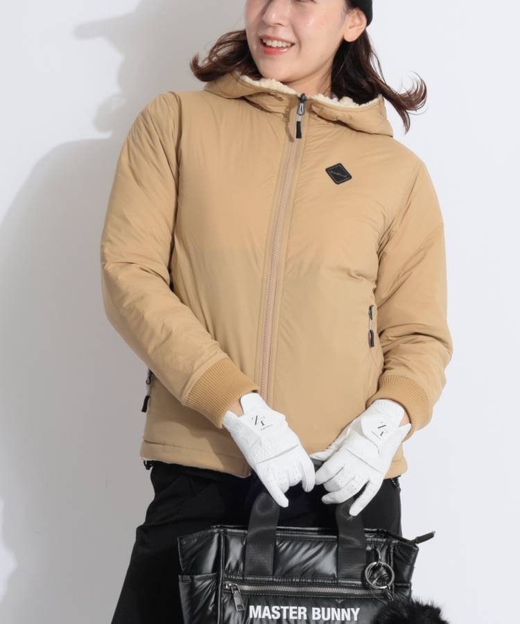 BR 【リバーシブル】【保温】フーディ中綿タフタブルゾン