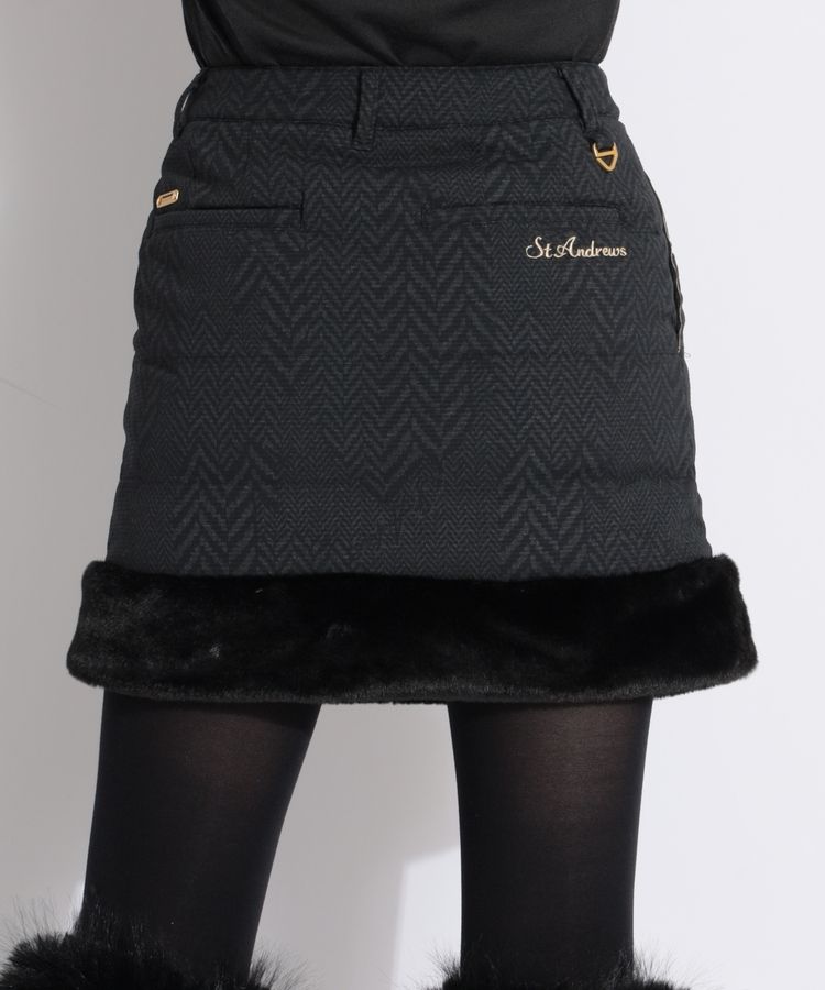 セントアンドリュース SA 【防風撥水】裾ファー切替ヘリンボーン中綿