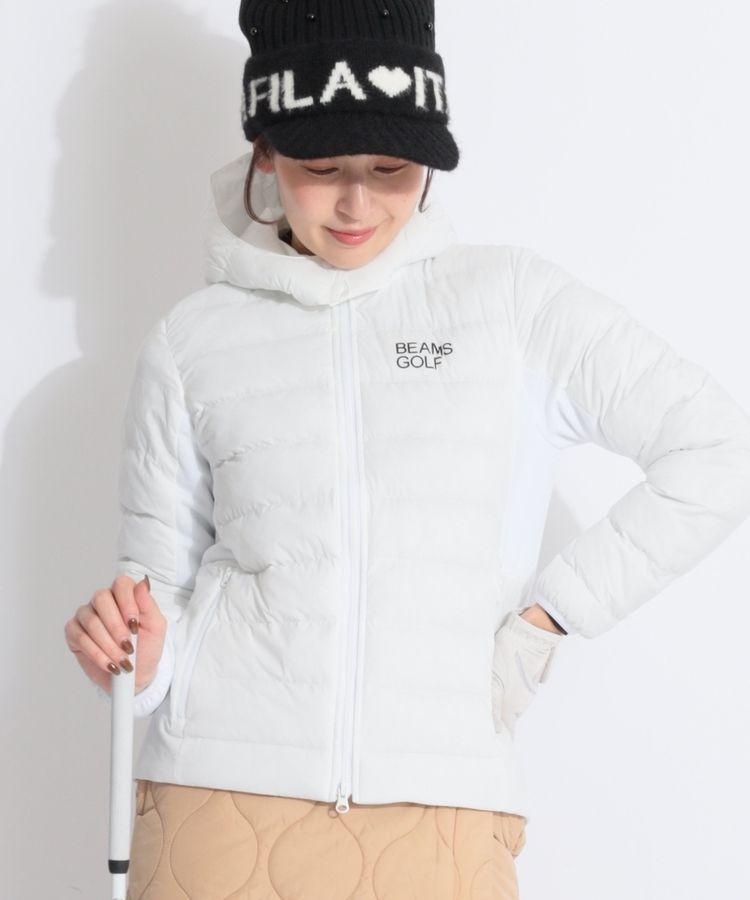 【撥水】フード付き中綿ハイブリッドブルゾン