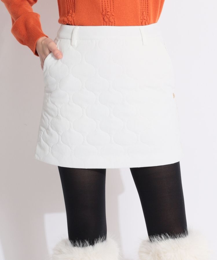 【防風撥水】サイドラインウェーブキルト中綿スカート