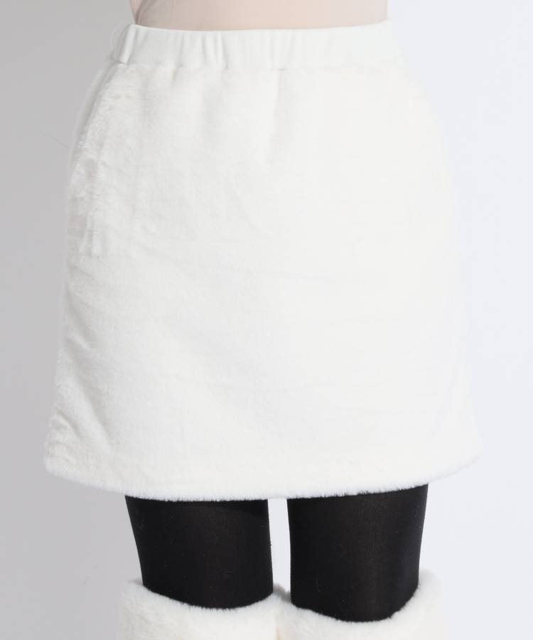 BE 異素材切替フェイクファースカート