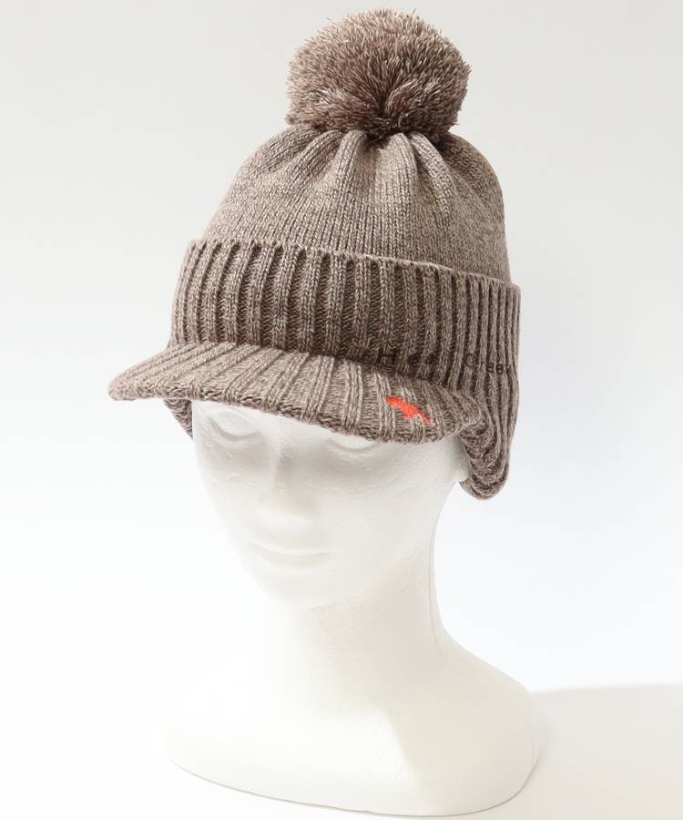 HK ブリムロゴポンポンニットキャップ
