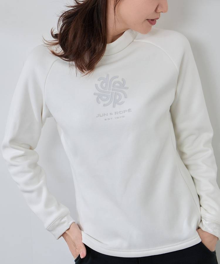 JR 【発熱保温】裏起毛フロントロゴモックネックプルオーバー