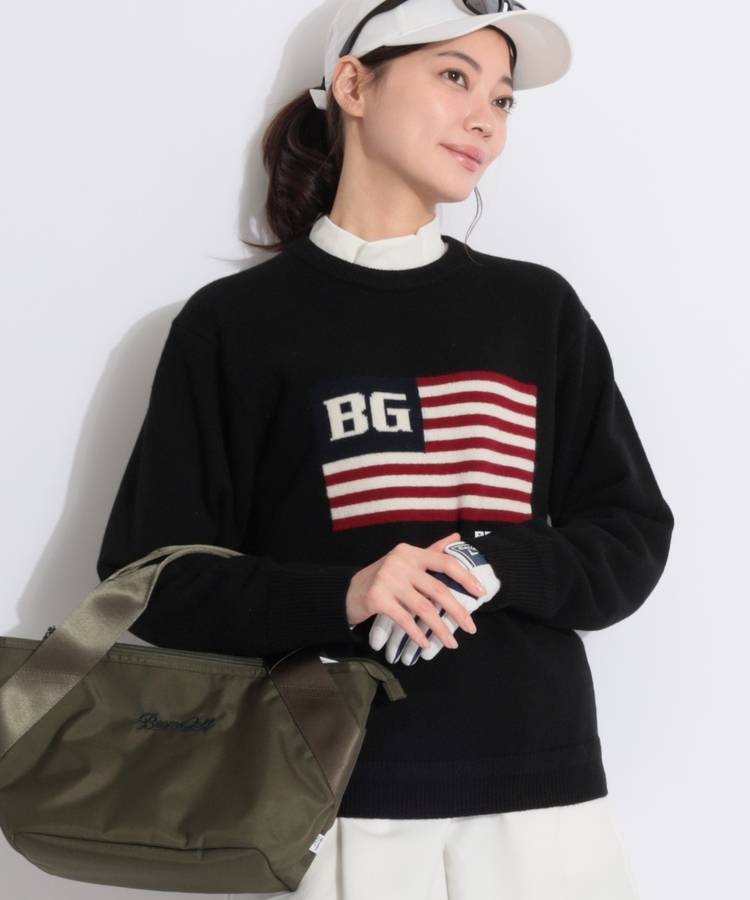 BR 星条旗モチーフクルーネックニット