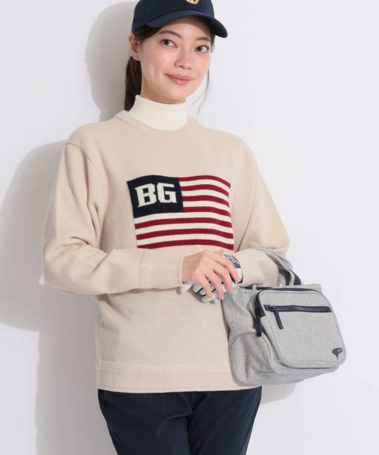 BR 星条旗モチーフクルーネックニット
