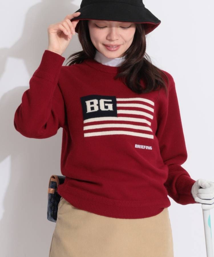 BR 星条旗モチーフクルーネックニット