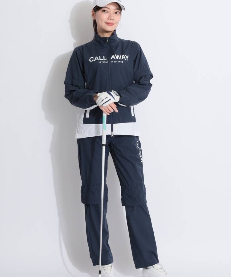 CA 【8WAYストレッチ】収納袋付きバイカラーレインセットアップ