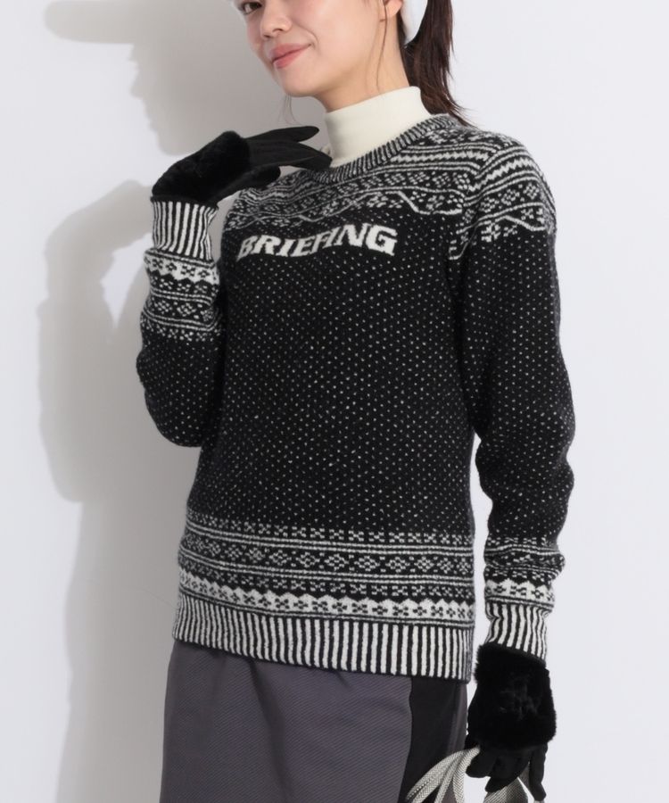 ブリーフィングゴルフ BR フェアアイル柄クルーネックニット