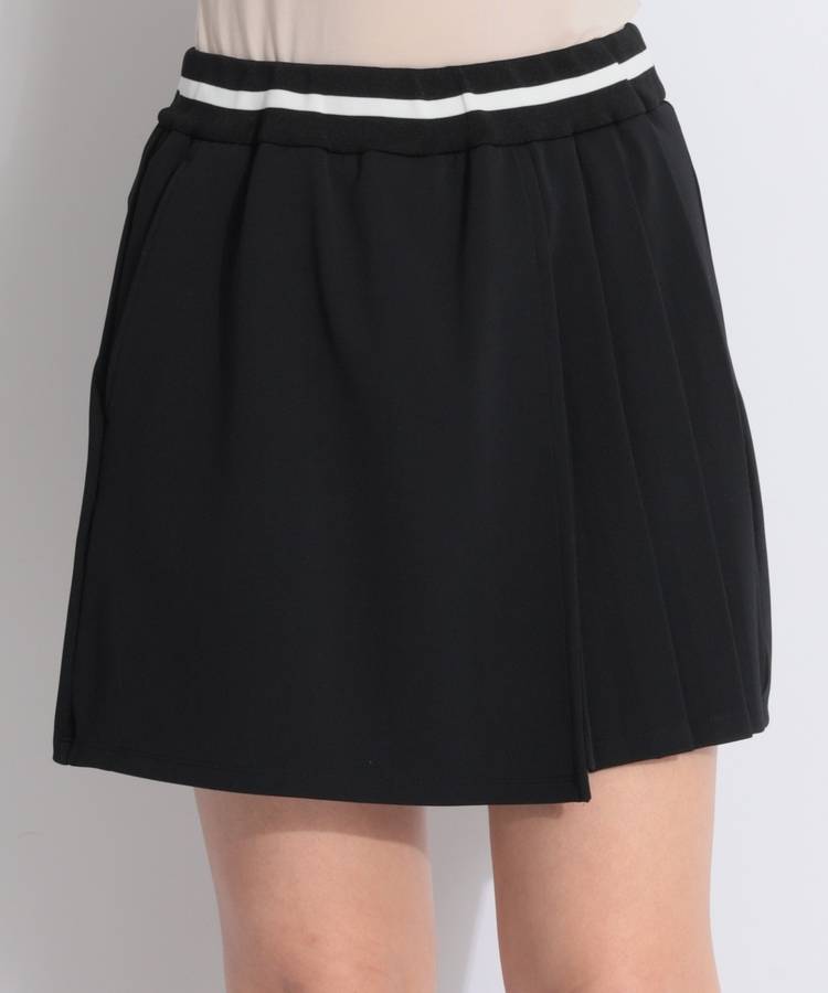 BE 【ストレッチ】アシメプリーツラップキュロット