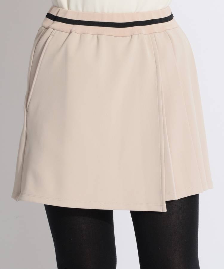 BE 【ストレッチ】アシメプリーツラップキュロット