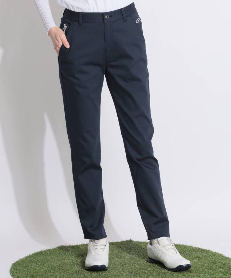 BE 【ストレッチ】ポケットロゴ刺繍ロングパンツ