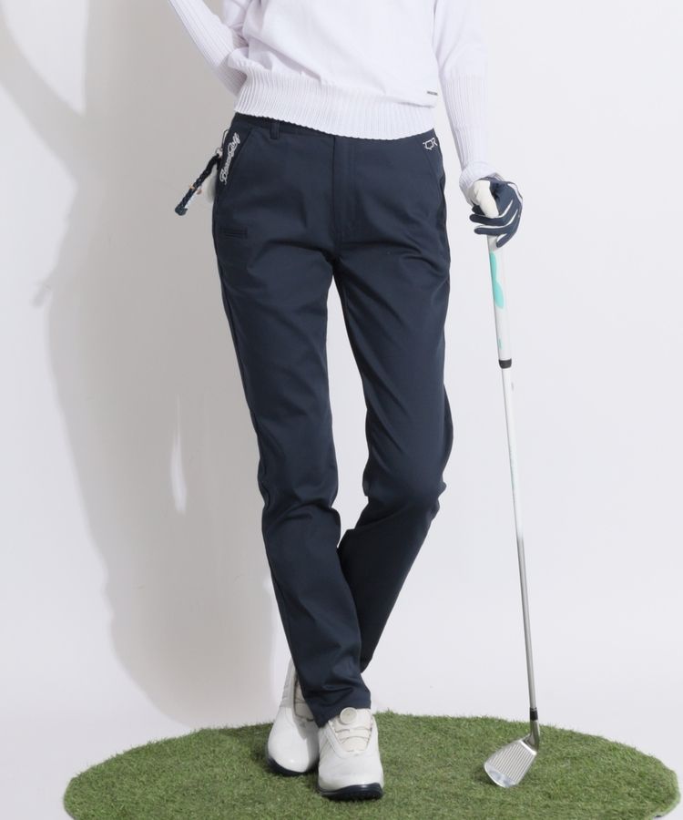 【ストレッチ】ポケットロゴ刺繍ロングパンツ