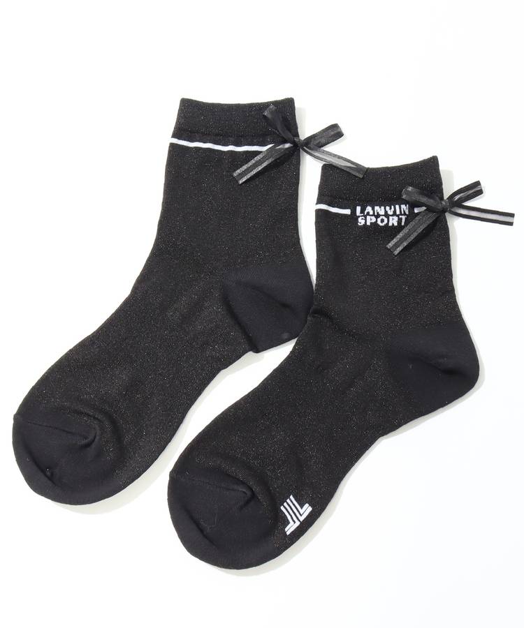 LV バックリボンラメミドル丈ソックス