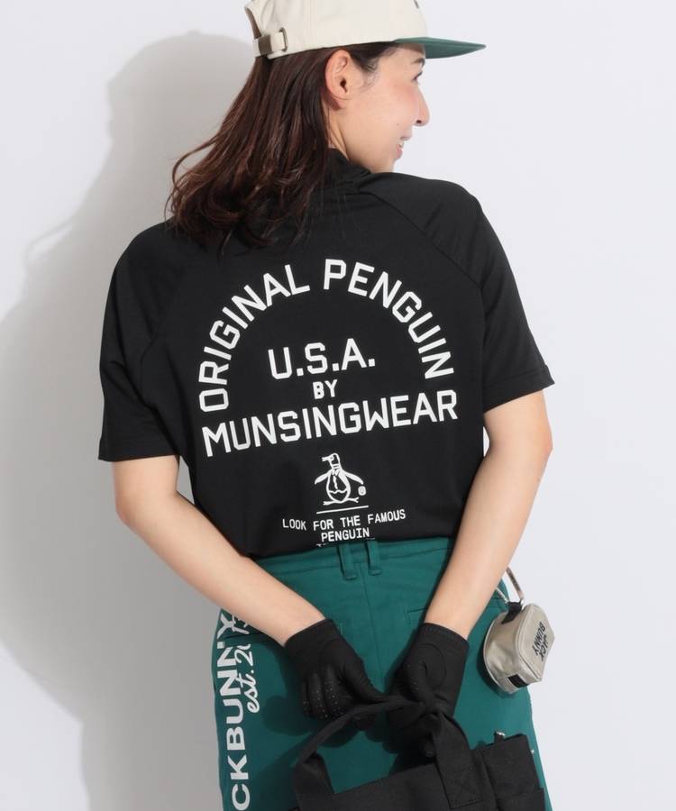 PM 【ユニセックス】バックプリントモックネック半袖カットソー