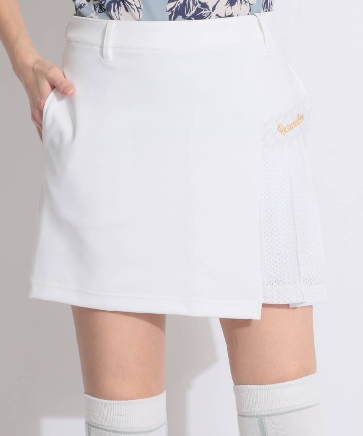 RR サイドメッシュプリーツ切替ポンチスカート