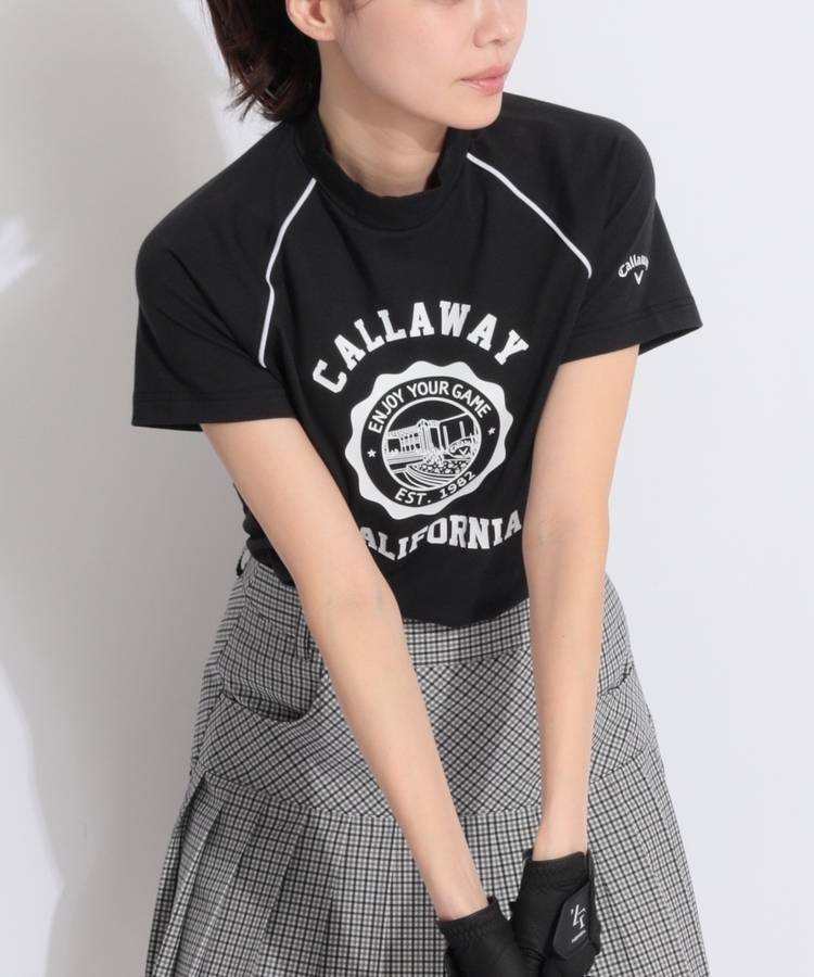 CA 【ストレッチ】グラフィックモックネック半袖カットソー