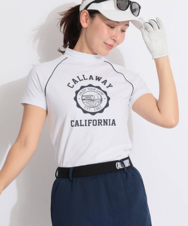 CA 【ストレッチ】グラフィックモックネック半袖カットソー