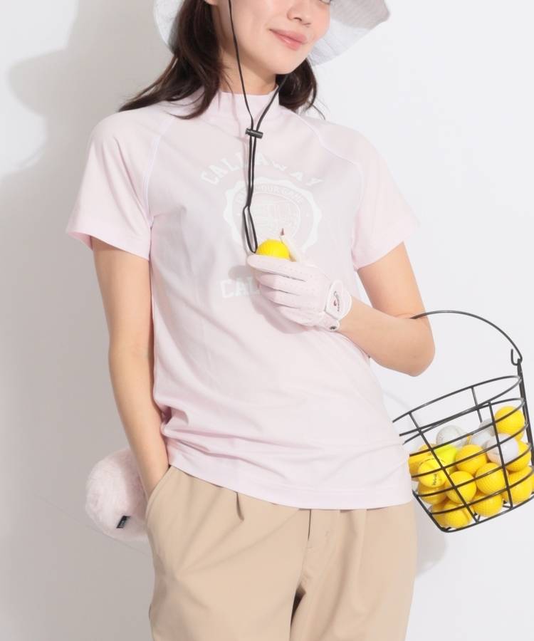 CA 【ストレッチ】グラフィックモックネック半袖カットソー