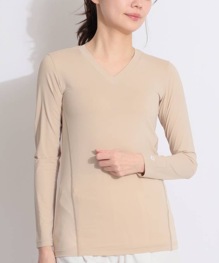 TG 【接触冷感UV】バックメッシュVネック長袖インナー