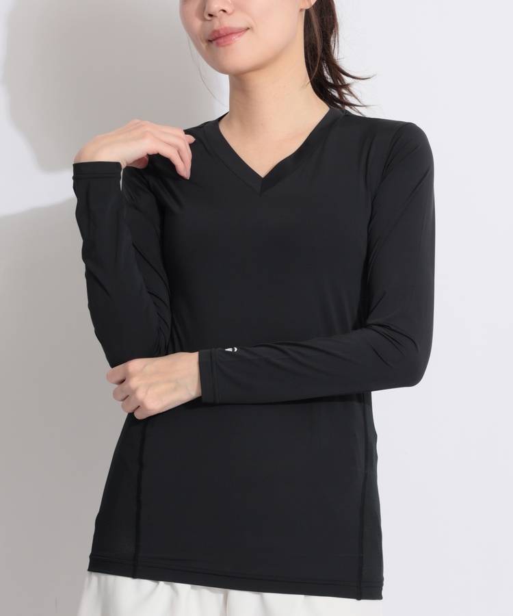 TG 【接触冷感UV】バックメッシュVネック長袖インナー