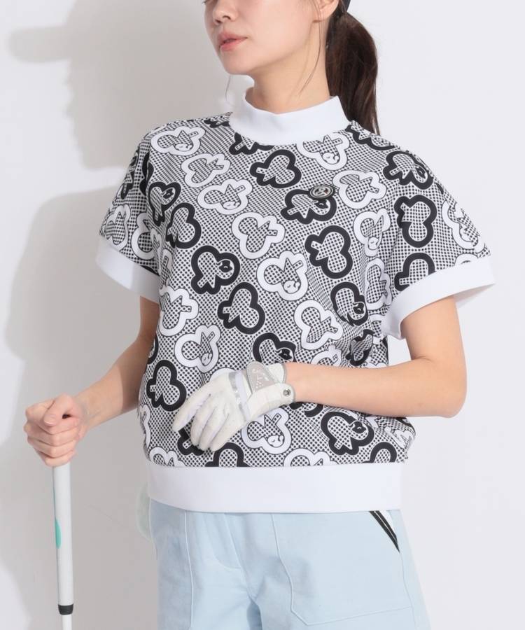 AP 【UVストレッチ】総柄プリント半袖プルオーバー