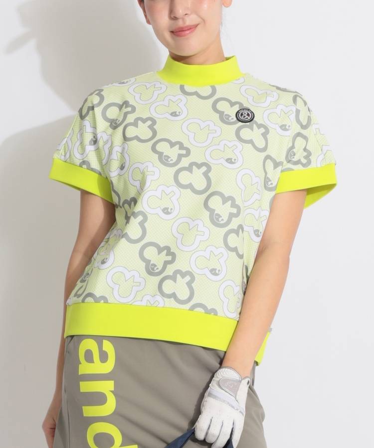 AP 【UVストレッチ】総柄プリント半袖プルオーバー