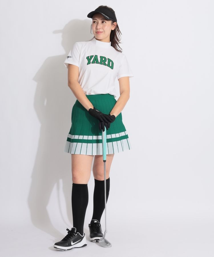 バイカラープリーツ風ニットスカート