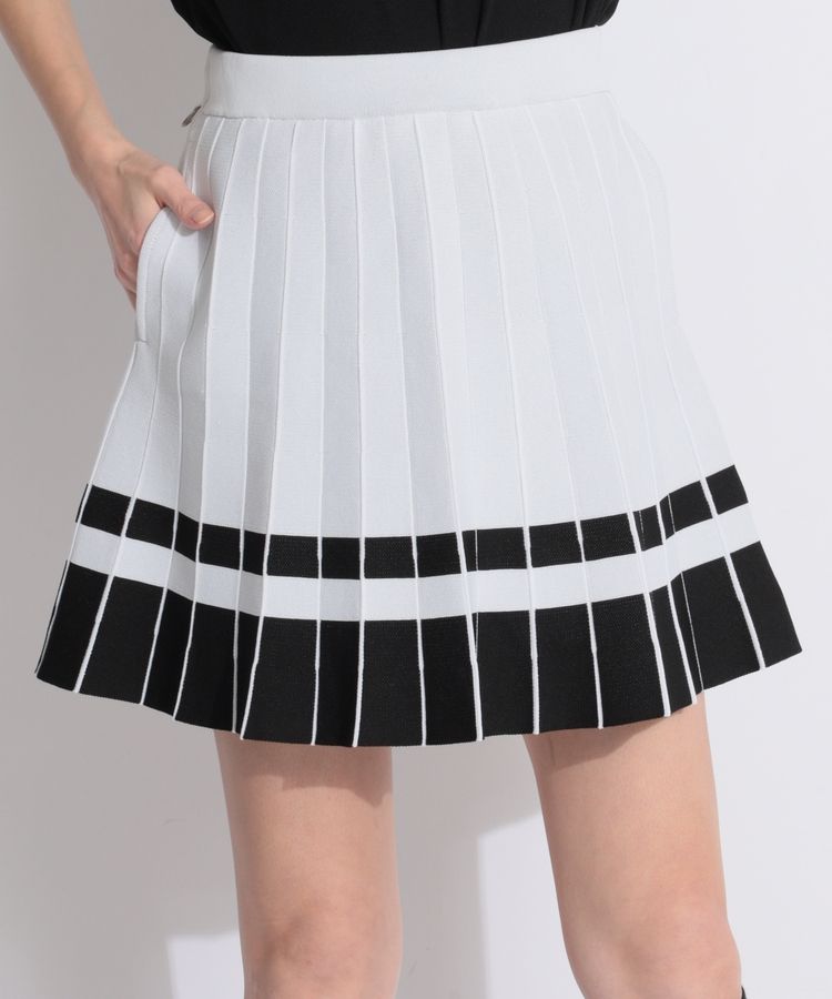 バイカラープリーツ風ニットスカート