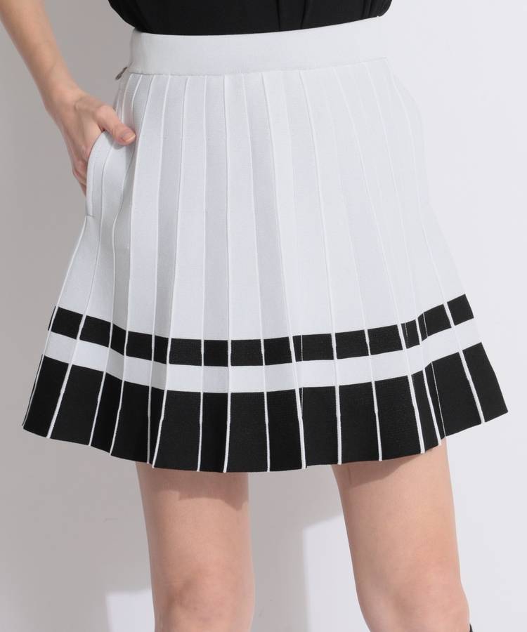 BE バイカラープリーツ風ニットスカート