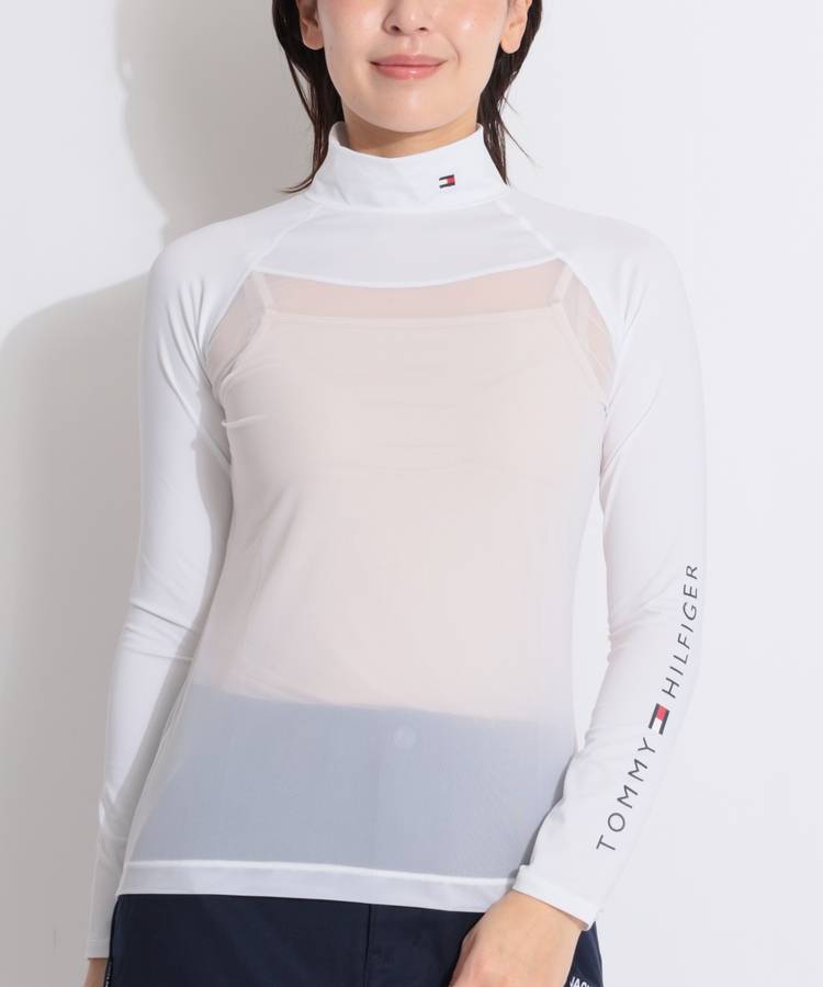 TH 【抗菌防臭】スリーブロゴモックネック長袖メッシュインナー