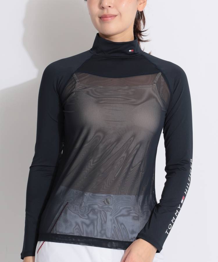 TH 【抗菌防臭】スリーブロゴモックネック長袖メッシュインナー