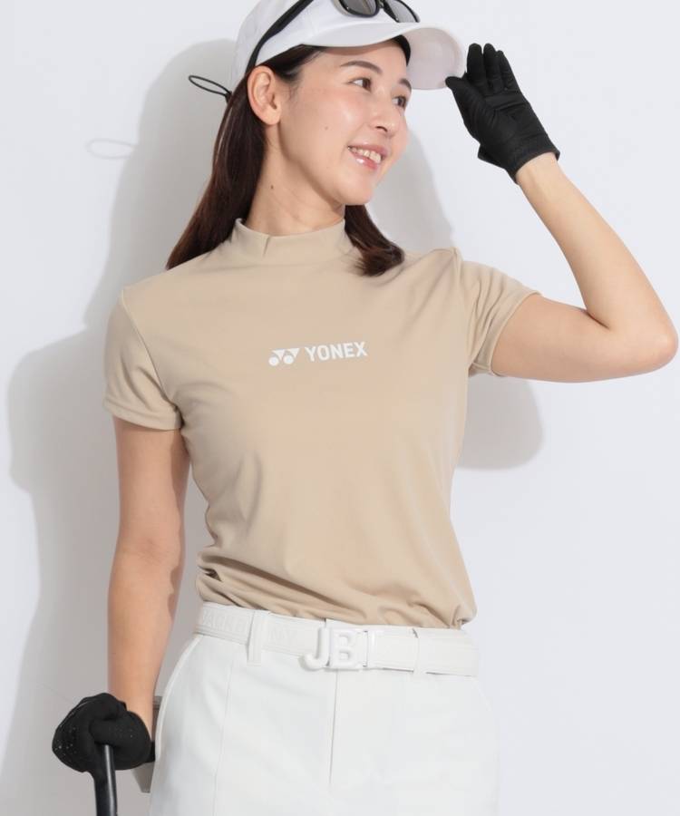 YX 【涼感】シンプルモックネック半袖カットソー