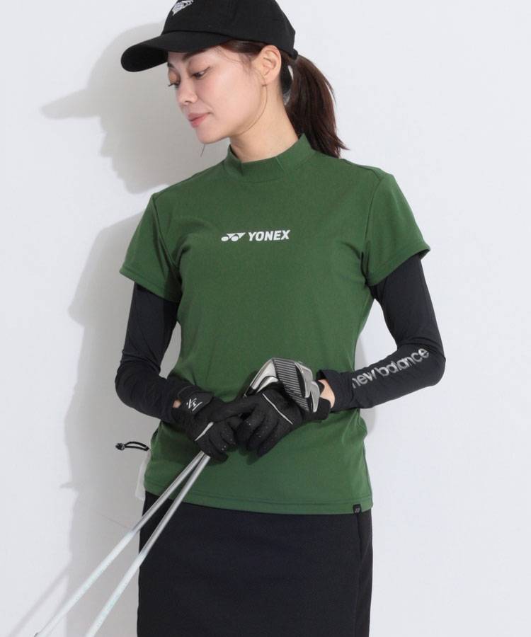 YX 【涼感】シンプルモックネック半袖カットソー