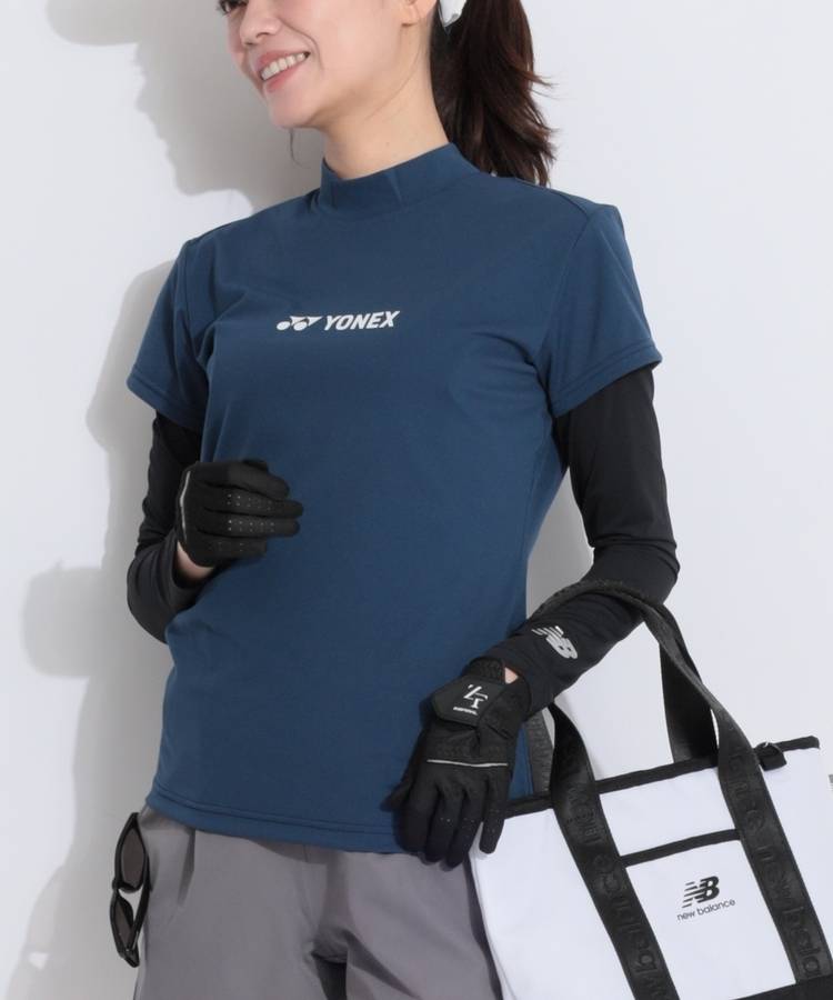 YX 【涼感】シンプルモックネック半袖カットソー