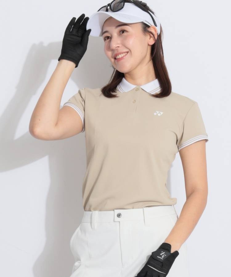 YX 【涼感】ボーダーリブ鹿の子半袖ポロシャツ