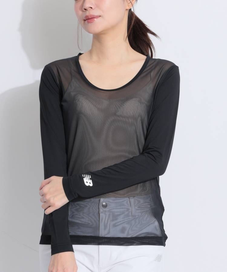 NB 【接触冷感】スリーブ切替Uネックメッシュインナー