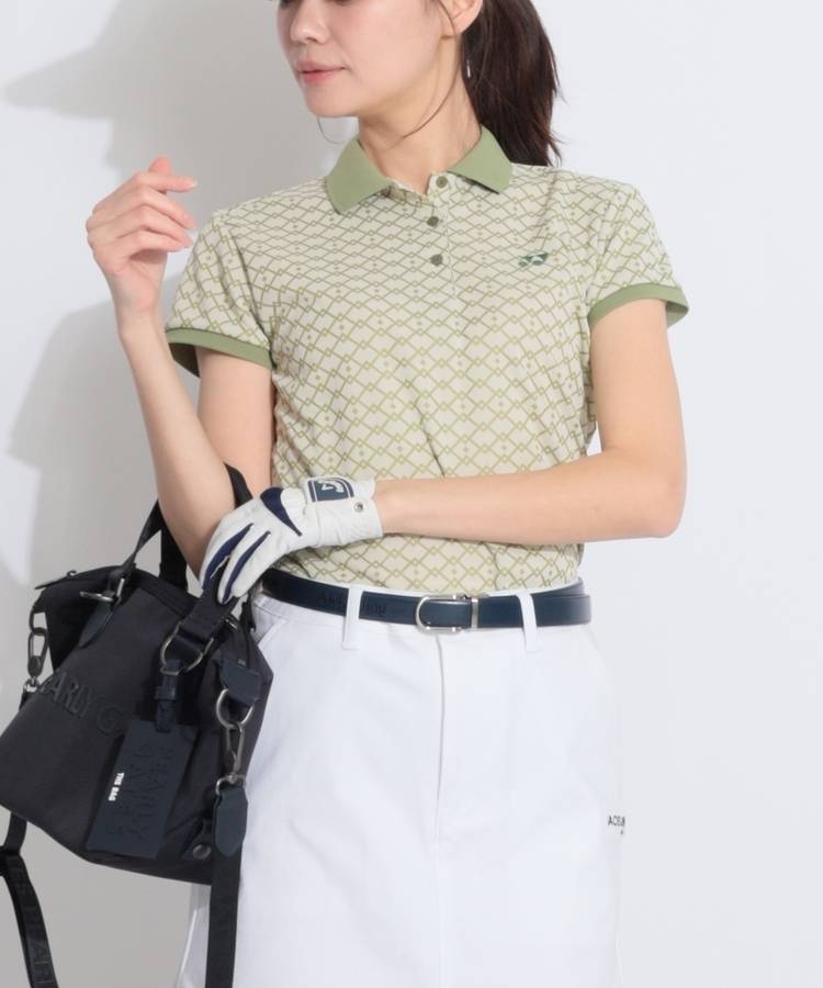 YX 【涼感】グラフィック柄鹿の子半袖ポロシャツ