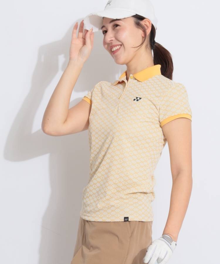 YX 【涼感】グラフィック柄鹿の子半袖ポロシャツ