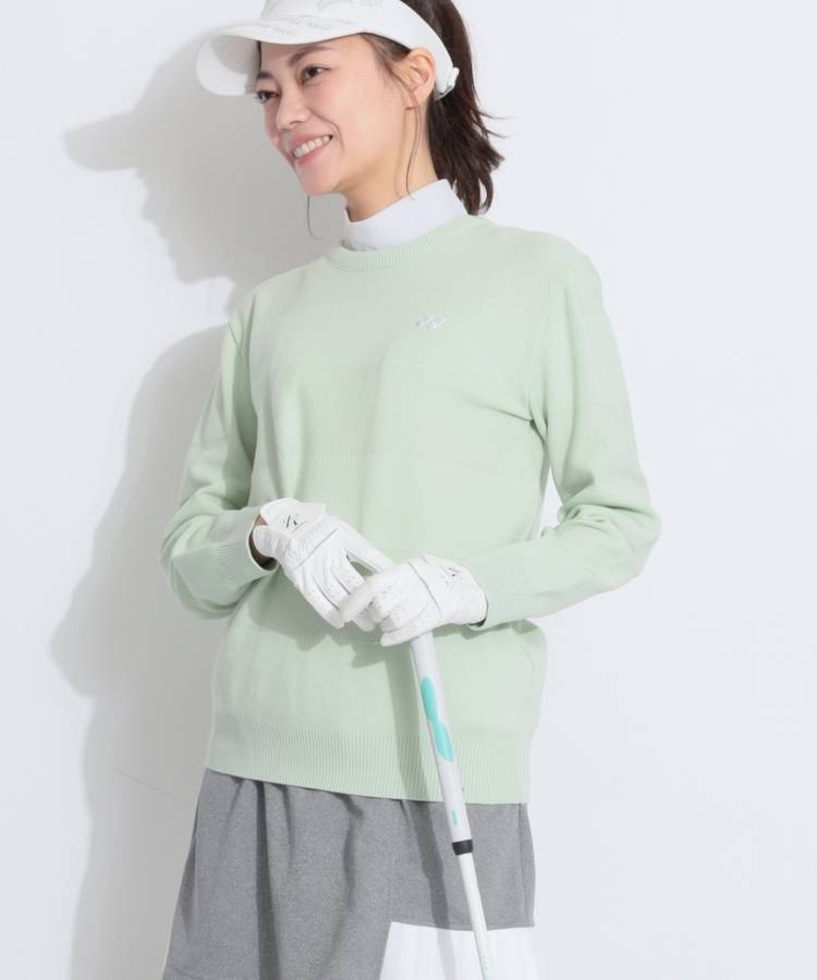 YX ワイドボーダー柄クルーネックニット