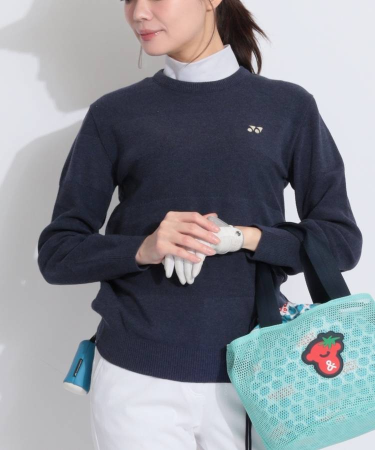 YX ワイドボーダー柄クルーネックニット