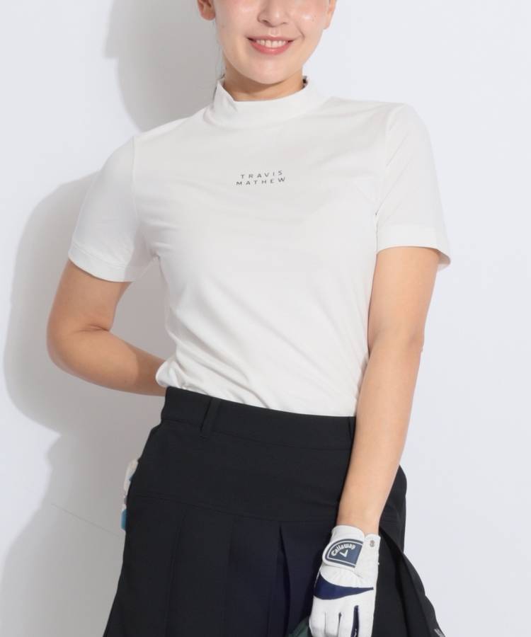 TM 【冷感速乾】シンプルロゴモックネック半袖カットソー